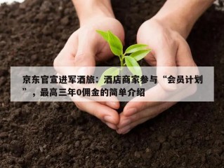 京东官宣进军酒旅：酒店商家参与“会员计划”，最高三年0佣金的简单介绍
