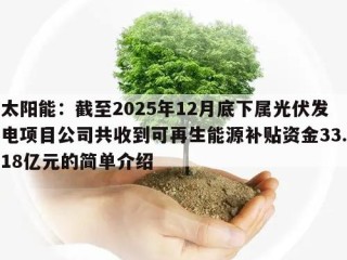 太阳能：截至2025年12月底下属光伏发电项目公司共收到可再生能源补贴资金33.18亿元的简单介绍
